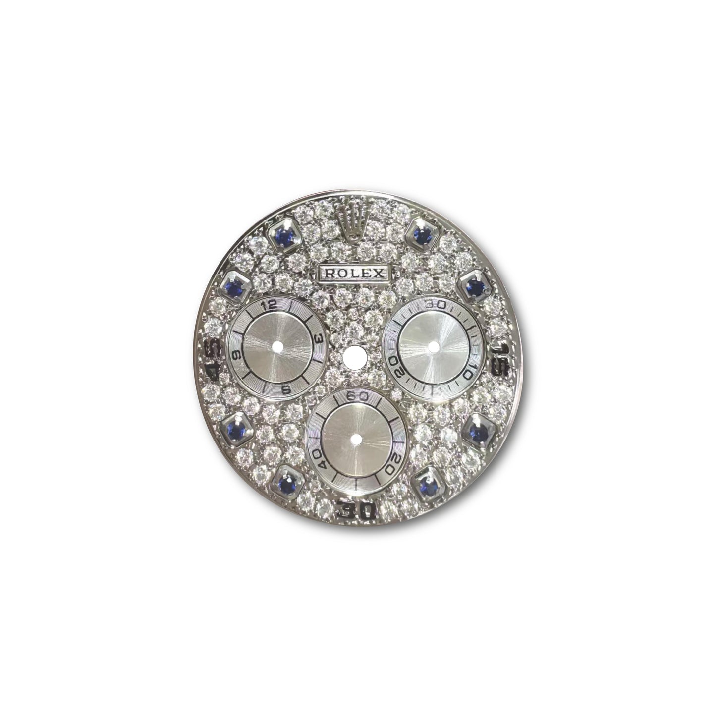 Custom Rolex Daytona 116589 Diamond Pave Dial with Blue Stone Numerals 40mm - Cal 4130