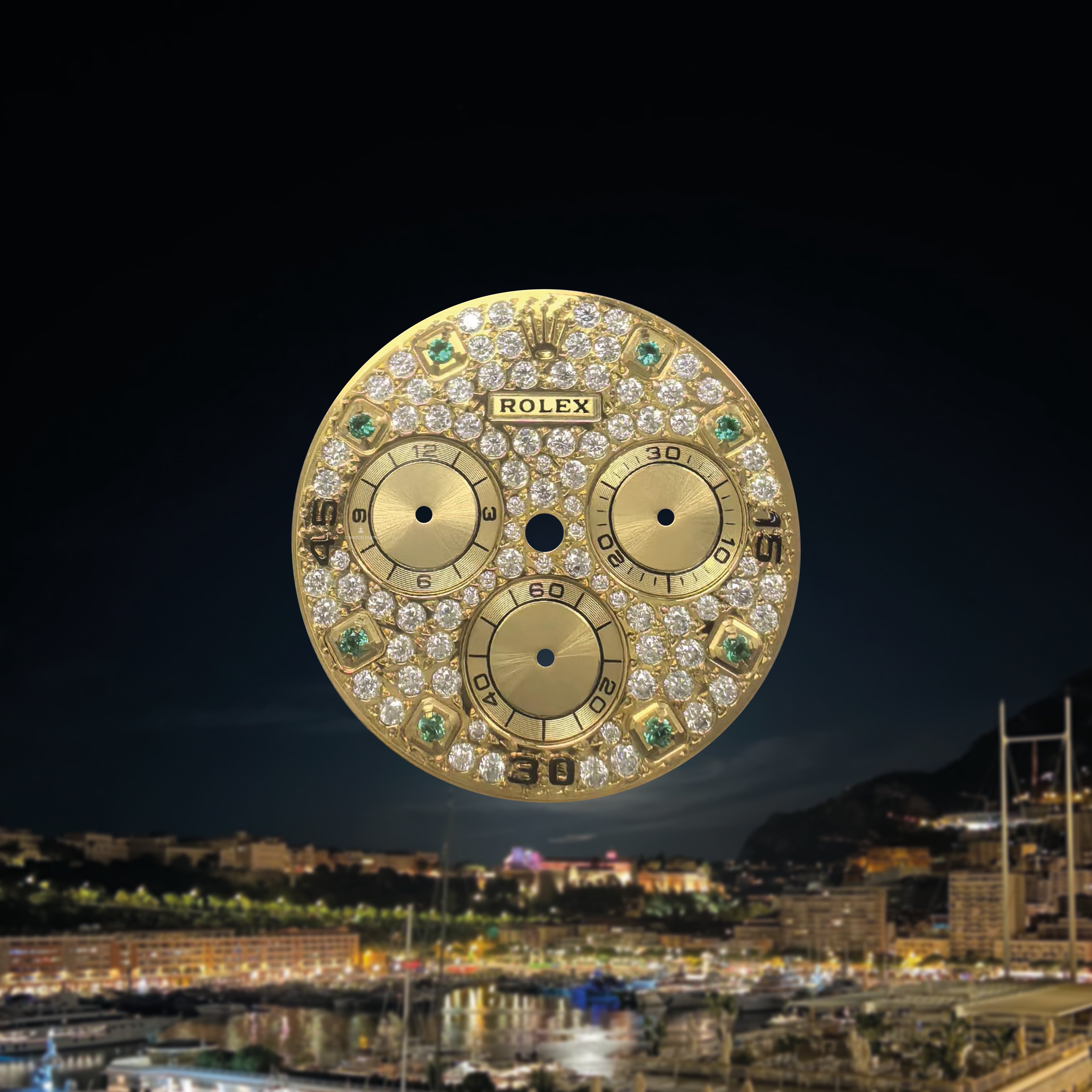 Custom Rolex Daytona 116568 Diamond Pave Dial with Emerald Numerals 40 ...