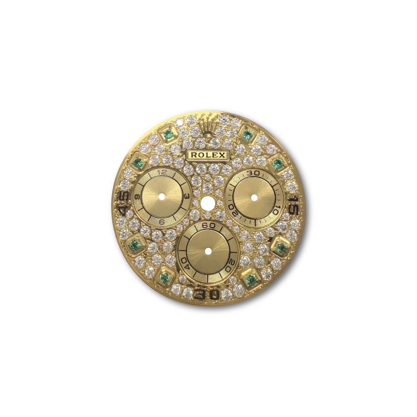 Custom Rolex Daytona 116568 Diamond Pave Dial with Emerald Numerals 40mm - Cal 4130