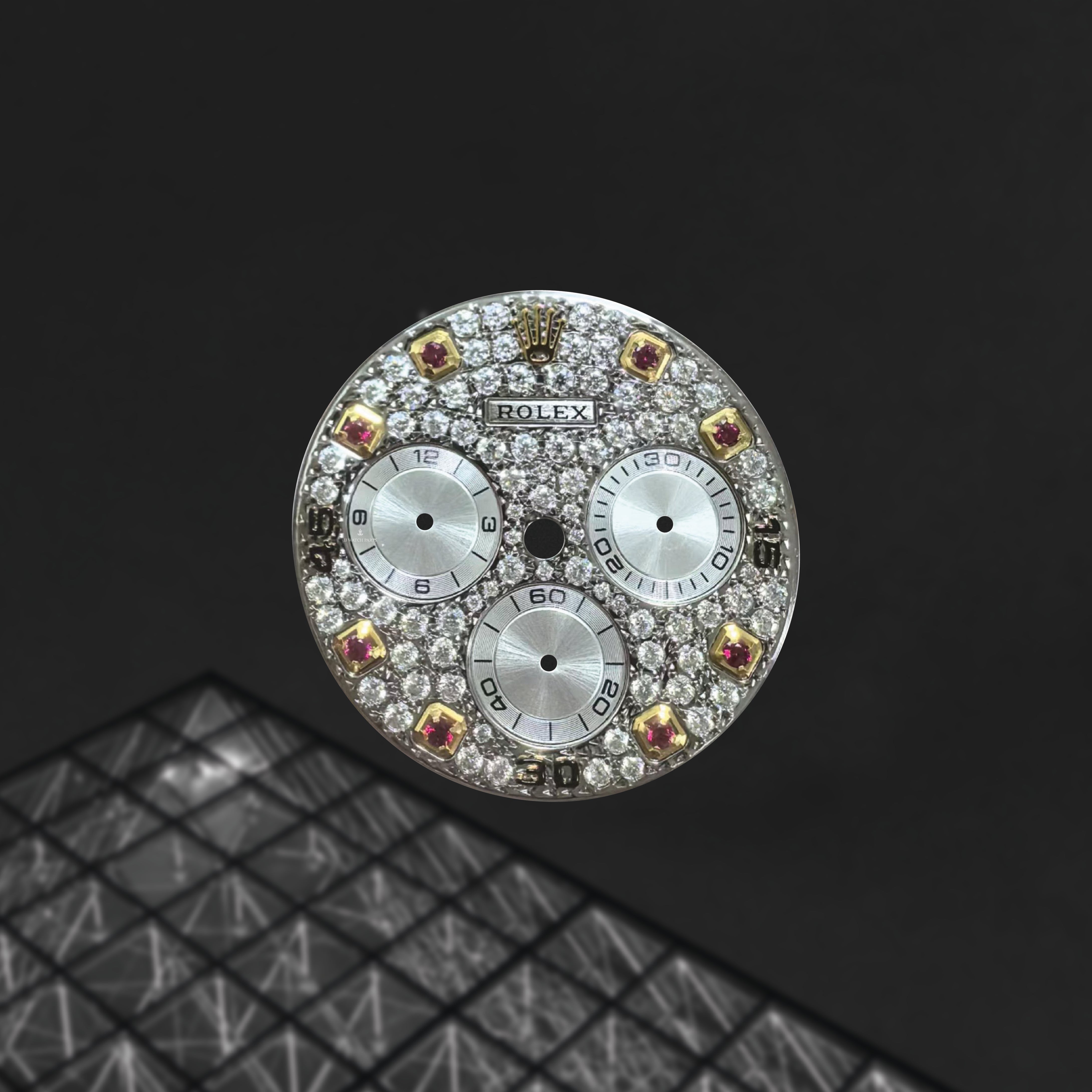 Custom Rolex Daytona 116588 Diamond Pave Dial with Ruby Numerals 40mm ...