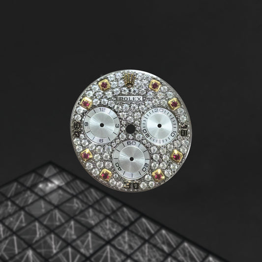 Custom Rolex Daytona 116588 Diamond Pave Dial with Ruby Numerals 40mm - Cal 4130